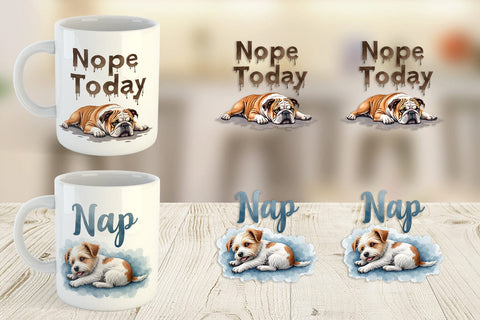 Mug Wrap Lazy Vibes Ugly Cute Dog Watercolor Quotes Sublimation artnoy 