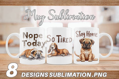 Mug Wrap Lazy Vibes Ugly Cute Dog Watercolor Quotes Sublimation artnoy 