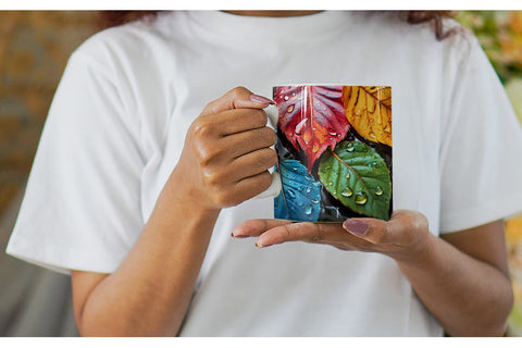 Mug Wrap Leaves with Water Drops Sublimation artnoy 