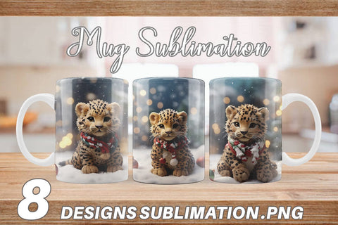 Mug Wrap Leopard Christmas Sublimation artnoy 