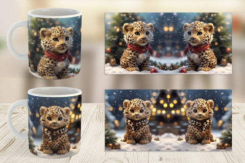 Mug Wrap Leopard Christmas Sublimation artnoy 