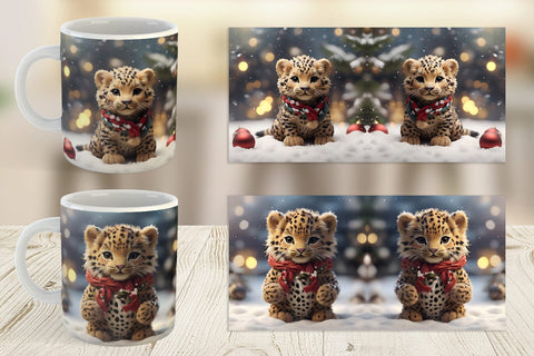 Mug Wrap Leopard Christmas Sublimation artnoy 