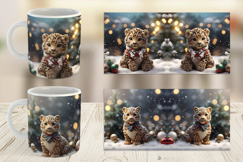 Mug Wrap Leopard Christmas Sublimation artnoy 