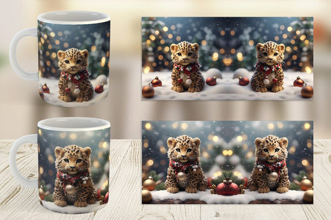 Mug Wrap Leopard Christmas Sublimation artnoy 