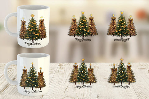 Mug Wrap Leopard Christmas Trees Sublimation artnoy 