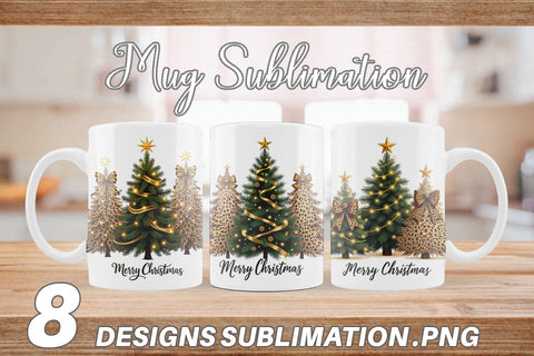 Mug Wrap Leopard Christmas Trees Sublimation artnoy 