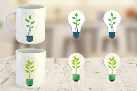 Mug Wrap Light Bulb with Plant Sublimation artnoy 