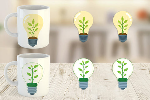 Mug Wrap Light Bulb with Plant Sublimation artnoy 