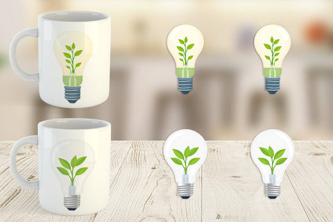 Mug Wrap Light Bulb with Plant Sublimation artnoy 