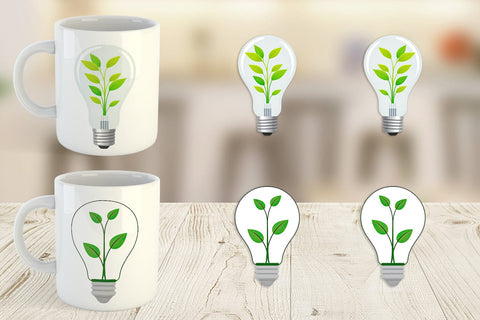 Mug Wrap Light Bulb with Plant Sublimation artnoy 