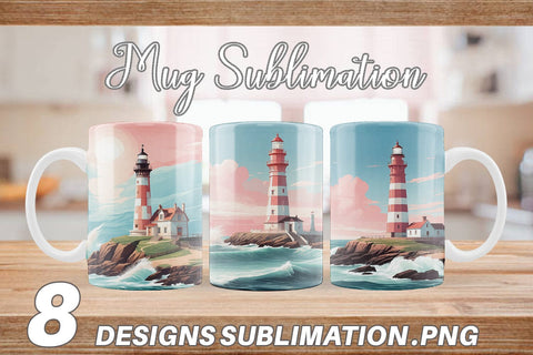 Mug Wrap Lighthouse Illustration Sublimation artnoy 