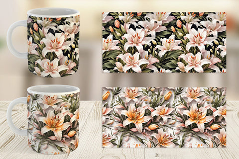 Mug Wrap Lily Pattern Sublimation artnoy 