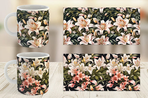 Mug Wrap Lily Pattern Sublimation artnoy 