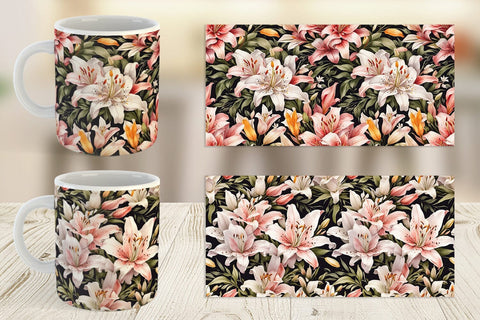 Mug Wrap Lily Pattern Sublimation artnoy 
