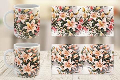 Mug Wrap Lily Pattern Sublimation artnoy 