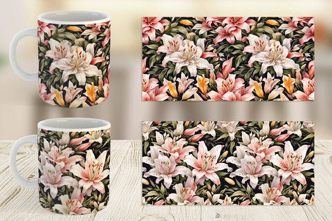 Mug Wrap Lily Pattern Sublimation artnoy 