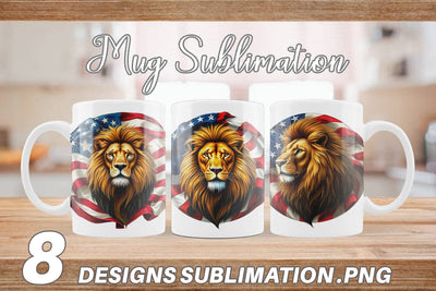 Mug Wrap Lion 4th of July Sublimation artnoy 