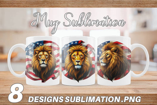 Mug Wrap Lion 4th of July Sublimation artnoy 