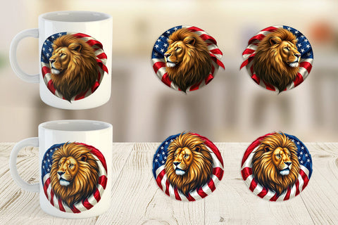 Mug Wrap Lion 4th of July Sublimation artnoy 