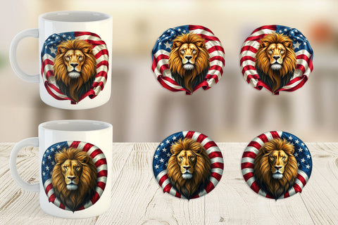 Mug Wrap Lion 4th of July Sublimation artnoy 
