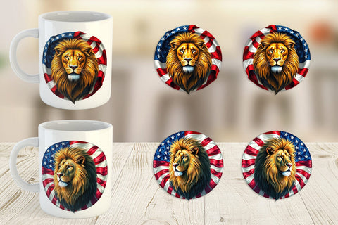 Mug Wrap Lion 4th of July Sublimation artnoy 