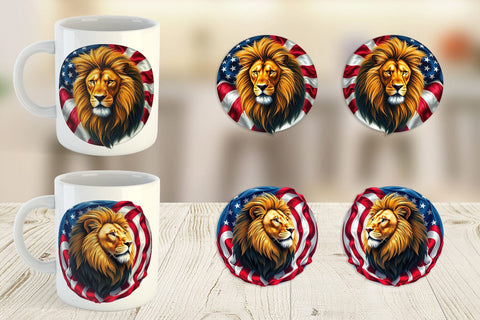 Mug Wrap Lion 4th of July Sublimation artnoy 