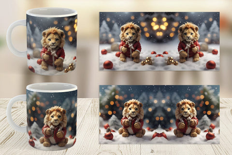 Mug Wrap Lion Christmas Sublimation artnoy 