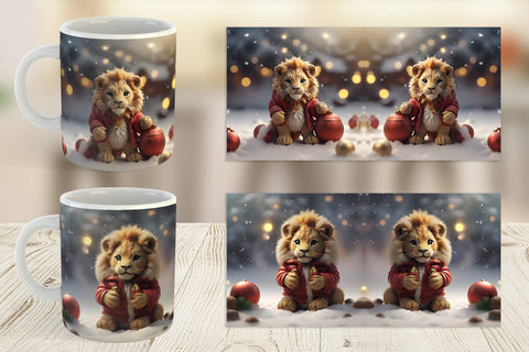 Mug Wrap Lion Christmas Sublimation artnoy 