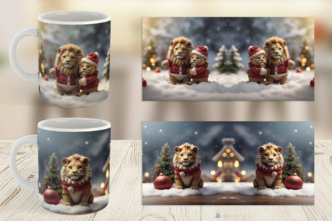 Mug Wrap Lion Christmas Sublimation artnoy 