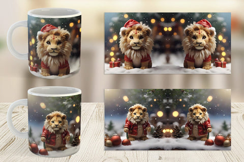 Mug Wrap Lion Christmas Sublimation artnoy 