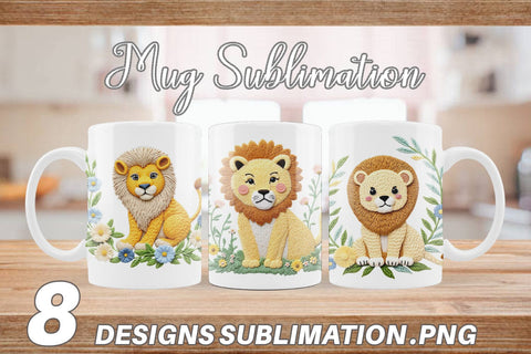 Mug Wrap Lion Embroidery Sublimation artnoy 