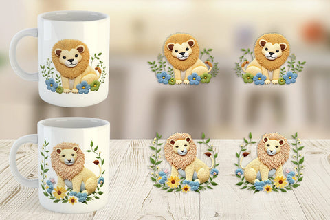 Mug Wrap Lion Embroidery Sublimation artnoy 