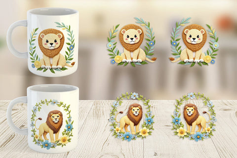 Mug Wrap Lion Embroidery Sublimation artnoy 