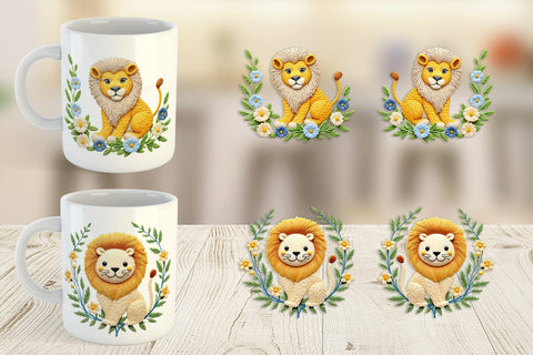 Mug Wrap Lion Embroidery Sublimation artnoy 