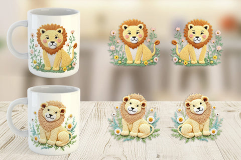 Mug Wrap Lion Embroidery Sublimation artnoy 