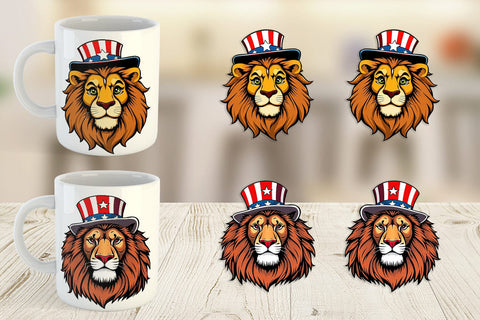 Mug Wrap Lion Patriotic Sublimation artnoy 