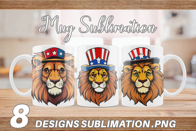 Mug Wrap Lion Patriotic Sublimation artnoy 