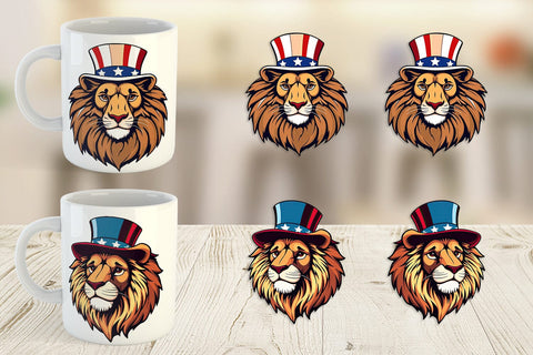 Mug Wrap Lion Patriotic Sublimation artnoy 