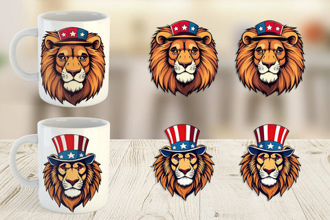 Mug Wrap Lion Patriotic Sublimation artnoy 