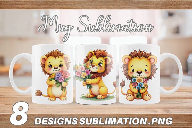 Mug Wrap Lion Spring Bouquet Sublimation artnoy 