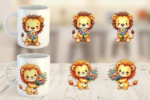 Mug Wrap Lion Spring Bouquet Sublimation artnoy 