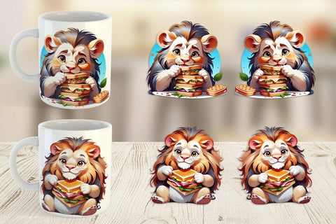 Mug wrap Lion with Sandwich Sublimation artnoy 