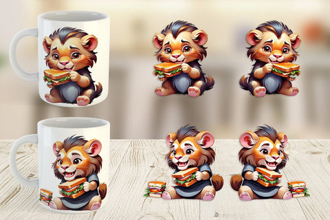 Mug wrap Lion with Sandwich Sublimation artnoy 