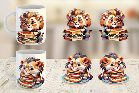Mug wrap Lion with Sandwich Sublimation artnoy 