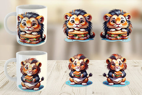 Mug wrap Lion with Sandwich Sublimation artnoy 