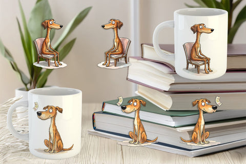Mug Wrap Literary Loungers Dog Watercolor Sublimation artnoy 