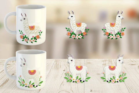 Mug Wrap Llama Embroidery Sublimation artnoy 