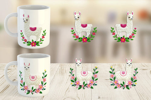 Mug Wrap Llama Embroidery Sublimation artnoy 