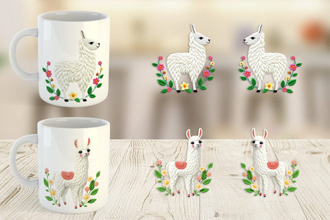 Mug Wrap Llama Embroidery Sublimation artnoy 