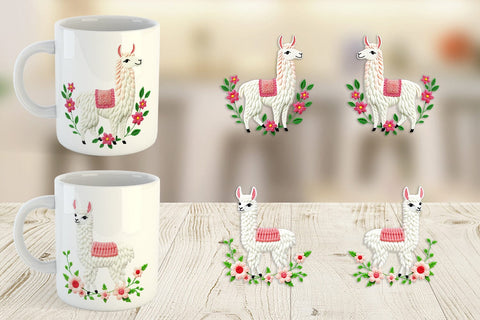 Mug Wrap Llama Embroidery Sublimation artnoy 